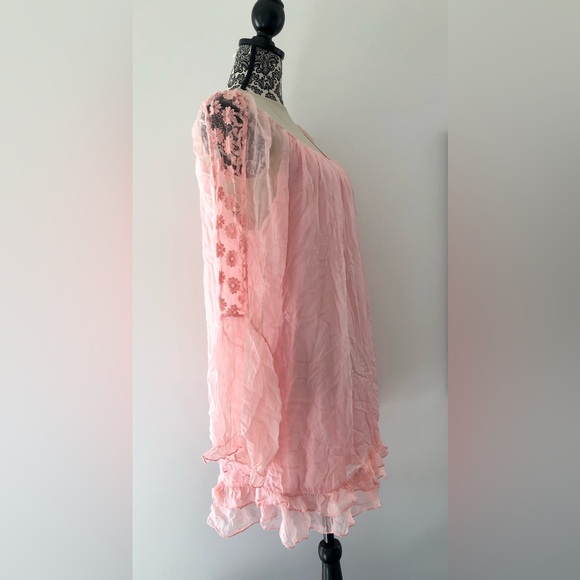 Boston Proper Silk sheer boho peasant style mini, Swim, cover-up, tunic sz S - Picture 16 of 16